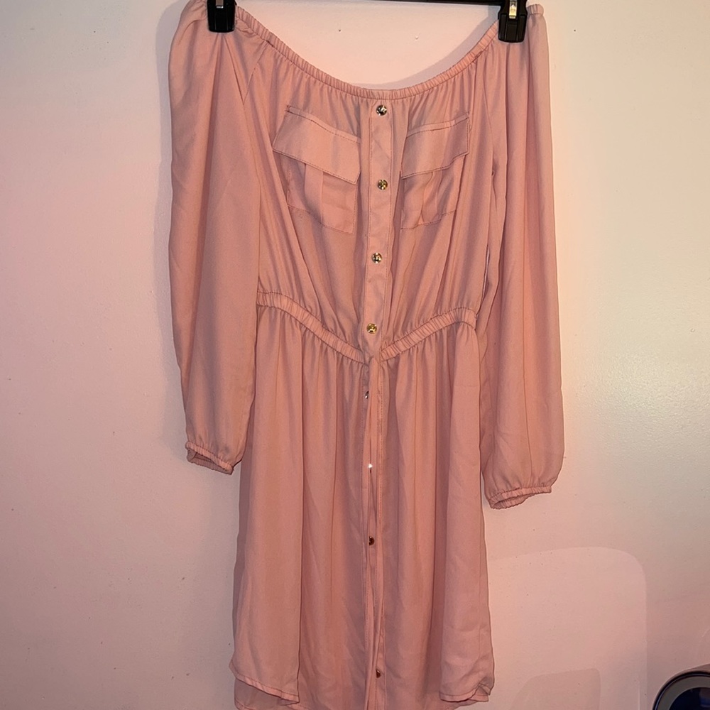 Baby Pink Off the Shoulder Dress